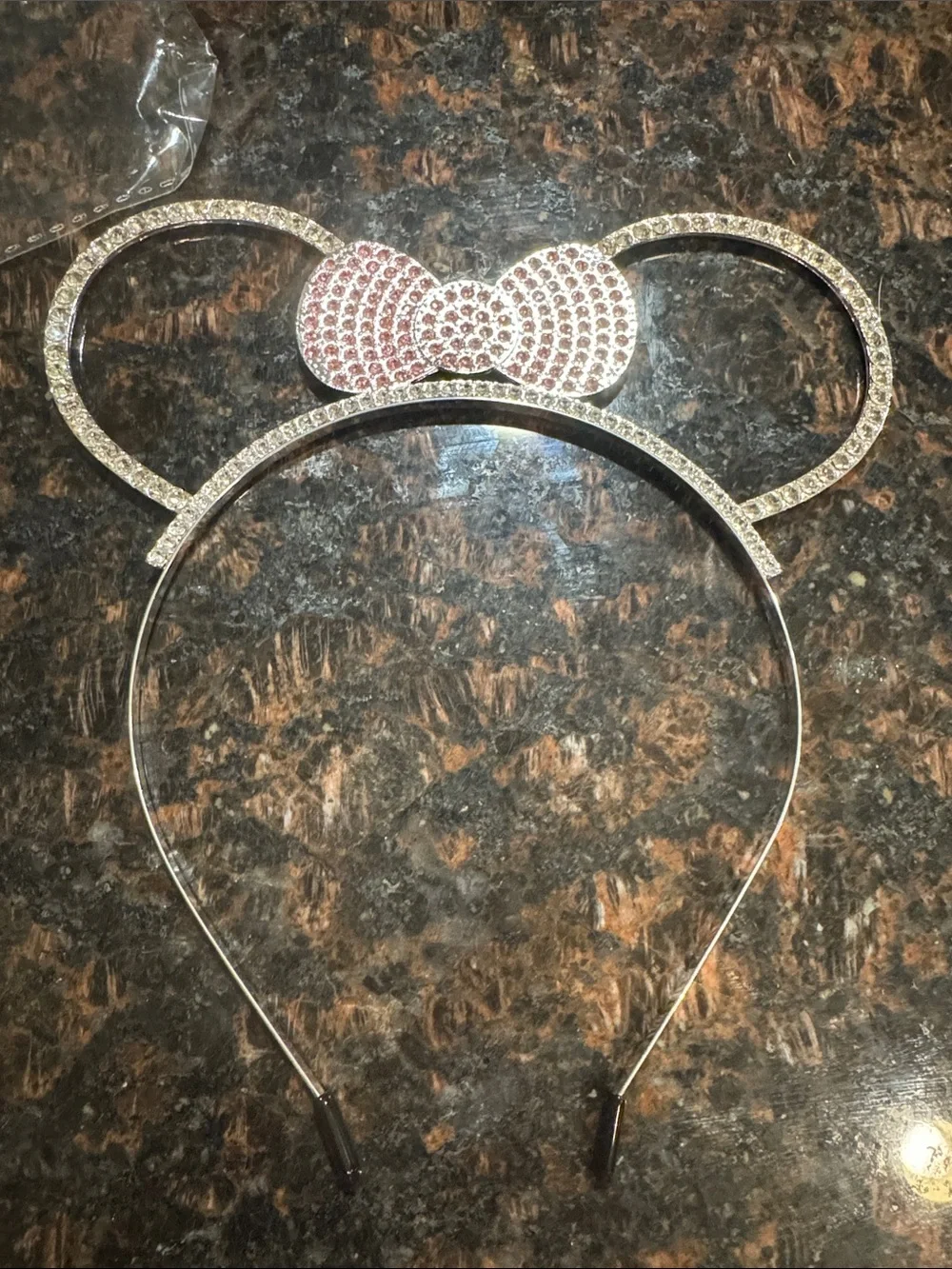 Sparkle Bow Ear Headband for Kids - Pink and Gold